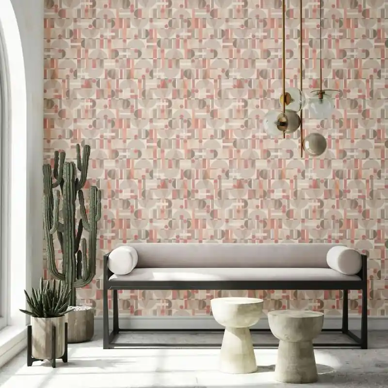 Vliestapete in Grau Beige Rot Moderne Formen Grafisch Geometrisch für Wohnzimmer Schlafzimmer Küche (KG-171601) Neue Kollektion