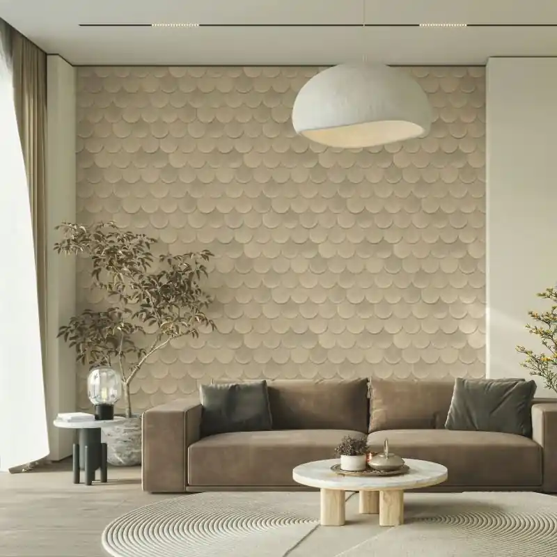 Neue Ware Vliestapete in Beige Braun 3D-Optik Schuppenoptik vintage used look Geometrisch für Wohnzimmer Schlafzimmer Küche (KG-171612)