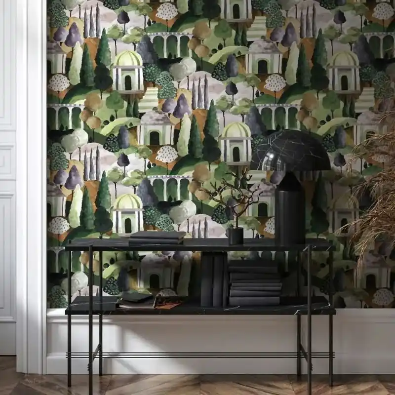 Vliestapete in Bunt Malerische Bäume Grafisch Modern für Wohnzimmer Schlafzimmer Küche (KG-171616) Sale