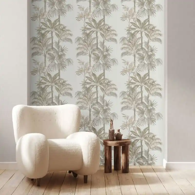 Vliestapete in Weiß Beige Bäume Blätter Dschungel Floral Natur für Wohnzimmer Schlafzimmer Küche (KG-171638) Neu Im Sortiment