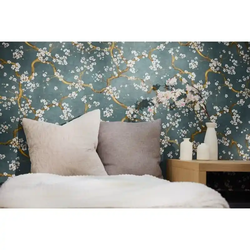 Blütenzweig Tapete Äste Dunkelblau Gold Metallic Weiß Design Vliestapete (KG-171774) Rabatt