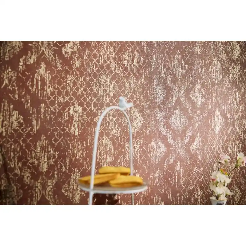 Top-Angebot Barock Tapete Rot Gold Metallic Vliestapete mit Ornamenten in Vintage Look (KG-171818)