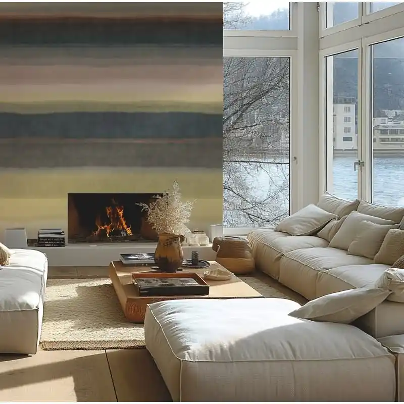 Fototapete Streifen Aquarell-Optik Grün Beige Design Muster Vliestapete (KG-171829) Finale Aktion