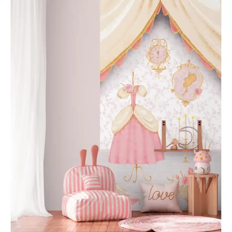 Fototapete Prinzessinnenzimmer Rosa Beige Mädchenzimmer Tapete (KG-172158) Preisknaller