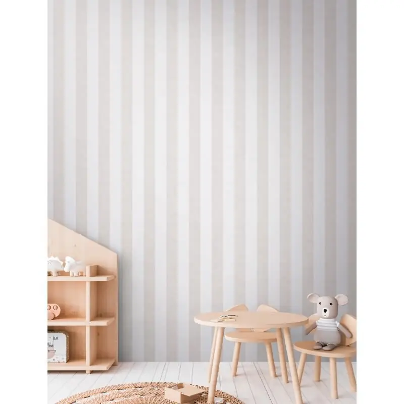 Angebot Tapete Kinderzimmer Streifentapete Beige Weiß Klassische Vliestapete mit Streifenmuster (KG-172171)