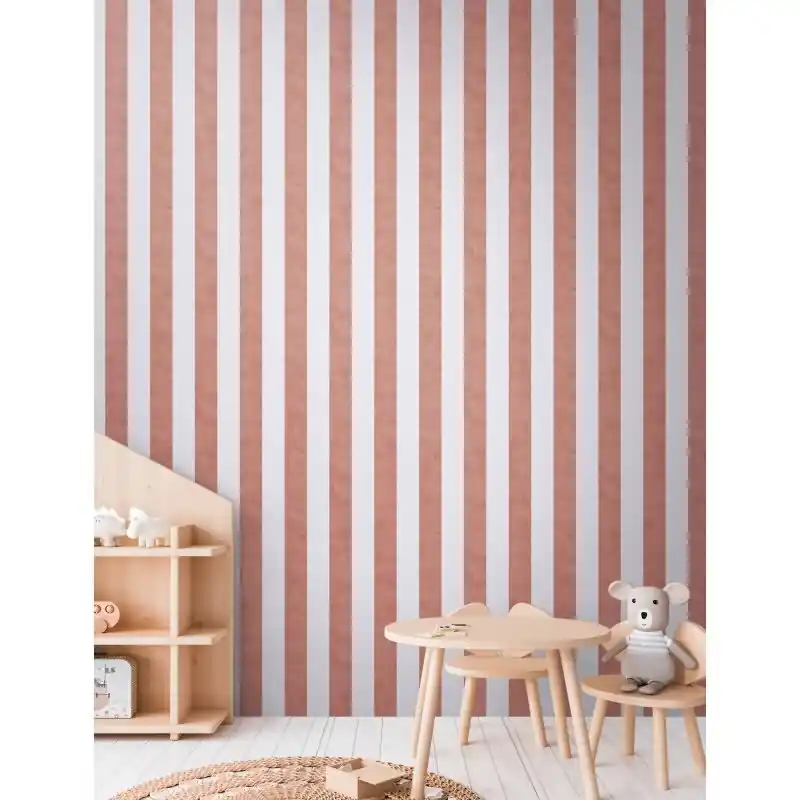 Neuheit Kinderzimmer Streifentapete Rot Creme Vliestapete mit breiten Streifen Klassischer Look (KG-172176)