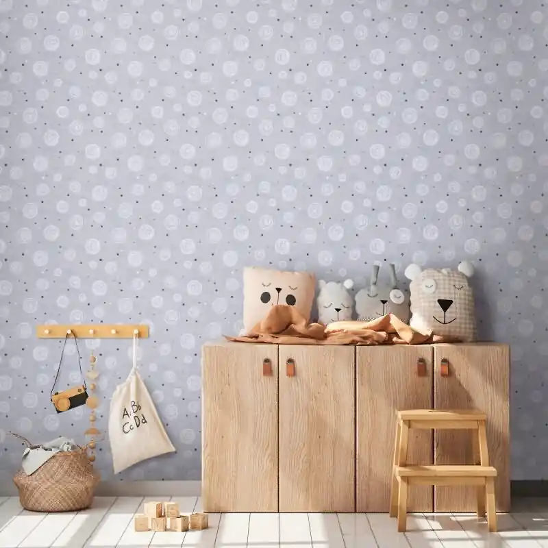 Neu Im Sortiment Kreis-Mustertapete Mädchen Kinderzimmer Grau Rosa Weiß Vliestapete modern verspielt Kindertapete (KG-172190)