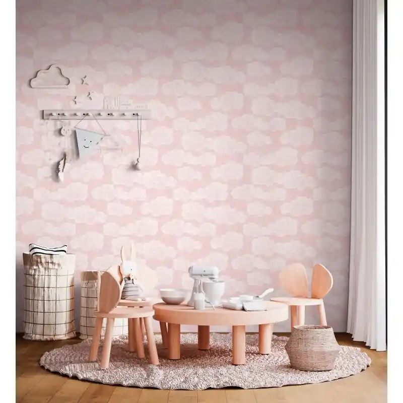 Wolken Tapete Rosa Weiß Kinderzimmer Mädchen Kindertapete mit Himmelsmotiv Vliestapete (KG-172197) Günstig