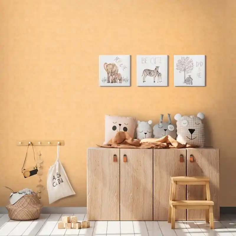 Kinderzimmer Tapete Senfgelb Einfarbige Unitapete Vliestapete matt (KG-172222) Zertifiziert