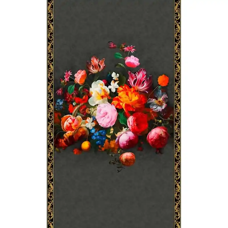 Vliestapete Blumenmotiv Floral Klassisch, Romantisch matt in Schwarz für Wohnzimmer, Schlafzimmer (KG-172647) Solange Der Vorrat Reicht