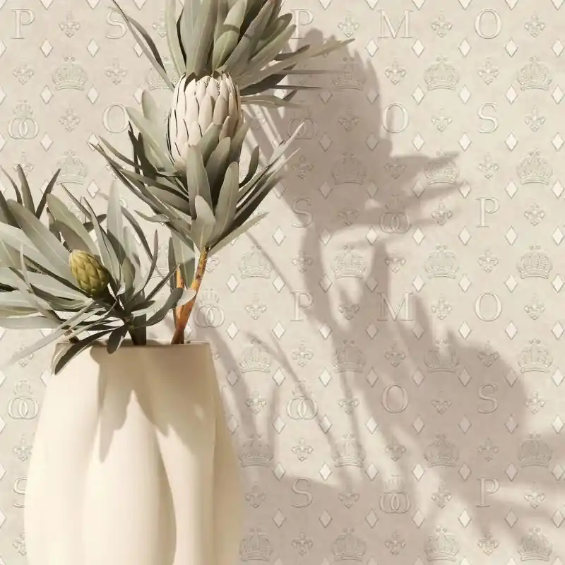 Vliestapete Kronen, Rauten Grafisch Designer matt in Beige für Wohnzimmer, Schlafzimmer (KG-172651) Versand Am Gleichen Tag
