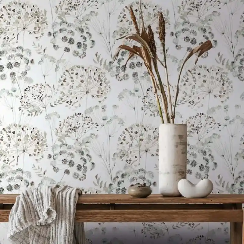 Vliestapete Blumen, Blätter Floral Natur matt in Grau für Wohnzimmer, Schlafzimmer (KG-172677) Wochenendangebot