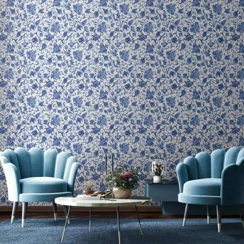 Vliestapete Blätter, Ranken Floral Natur matt in Grau für Wohnzimmer, Schlafzimmer (KG-172679) Neu
