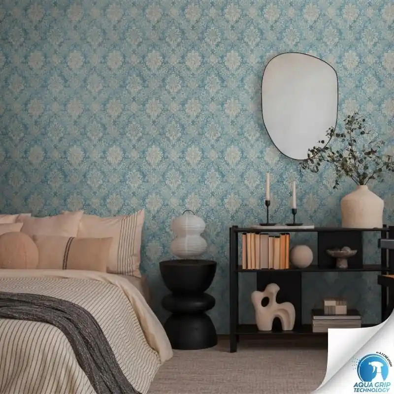 Vorgekleisterte Ornament-Tapete Barock Blau Beige - klassisch moderne Vliestapete (KG-172823) Neu Im Sortiment