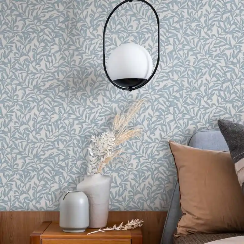 Vliestapete Blätter, Blattmotiv Floral Natur in Blau für Wohnzimmer, Schlafzimmer, Lounge (KG-172878) Sale
