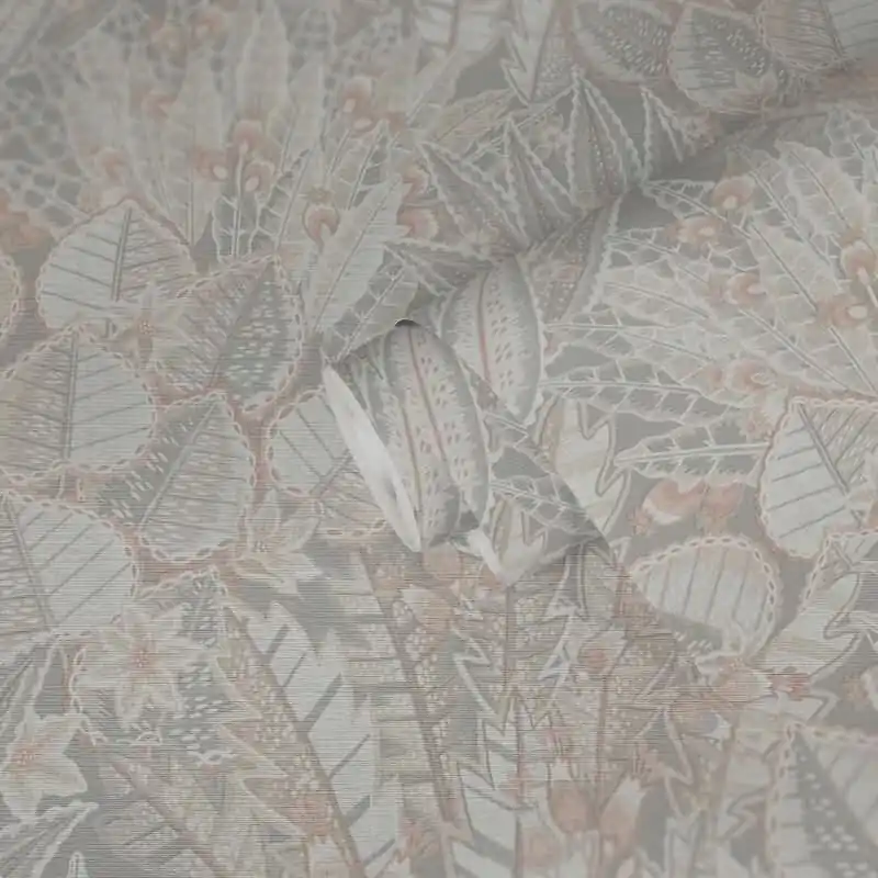 Dschungel-Tapete Grau Creme Beige - Florale Mustertapete zart - Vliestapete strukturiert (KG-172965) Direktkauf