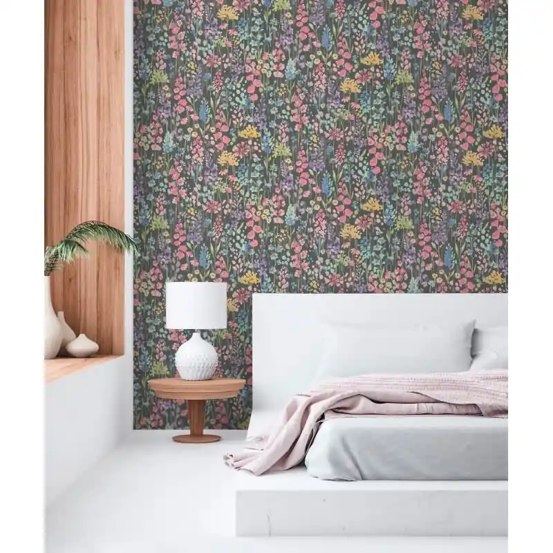 Florale Tapete Aquarelloptik Schwarz Bunt - Vliestapete mit Blumen auf dunklem Grund AS-Creation (KG-174490) Schneller Versand