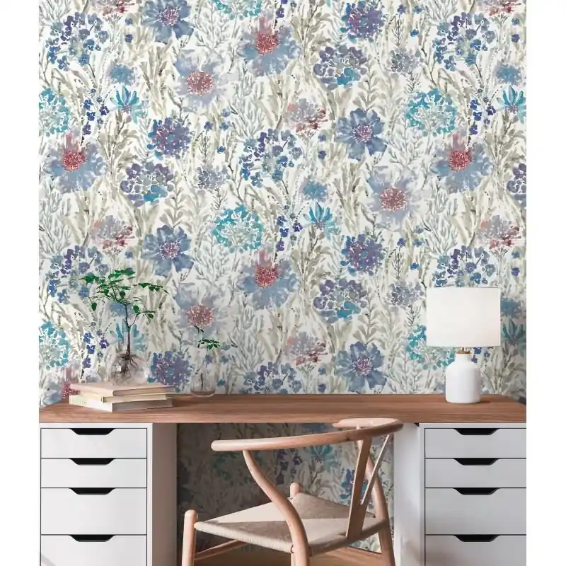 Jetzt Kaufen Tapete in Floralem Design Weiß Blau Flieder - Vlies Tapete mit Blumenmuster in Aquarelloptik AS-Creation (KG-174502)