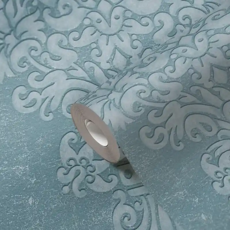 Barock-Tapete mit Ornamenten Blau Silber - Vliestapete klassisch - Mustertapete AS-Creation (KG-174512) Preisreduziert