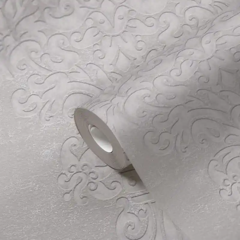 Ausverkauf Barock-Tapete mit Ornamenten Beige Silber - Vliestapete edel - Mustertapete AS-Creation (KG-174514)