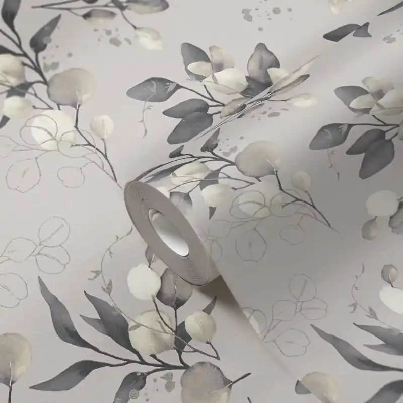 Kracherpreis Florale Aquarell-Tapete Taupe Beige Grau - Vliestapete mit Blättern - Natürliche Mustertapete AS-Creation (KG-174528)