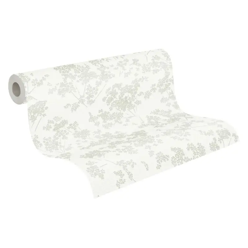 Blumentapete Weiß Hellgrau - Vliestapete mit feinem Blütenmuster - Zart & modern AS-Creation (KG-174603) Saisonangebot
