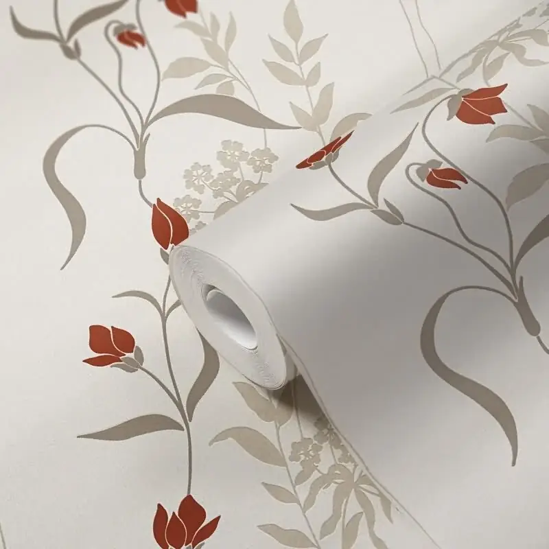 Florale Tapete Beige Rot - Vliestapete mit Blumenranken - Elegant & verspielt AS-Creation (KG-174618) Billig