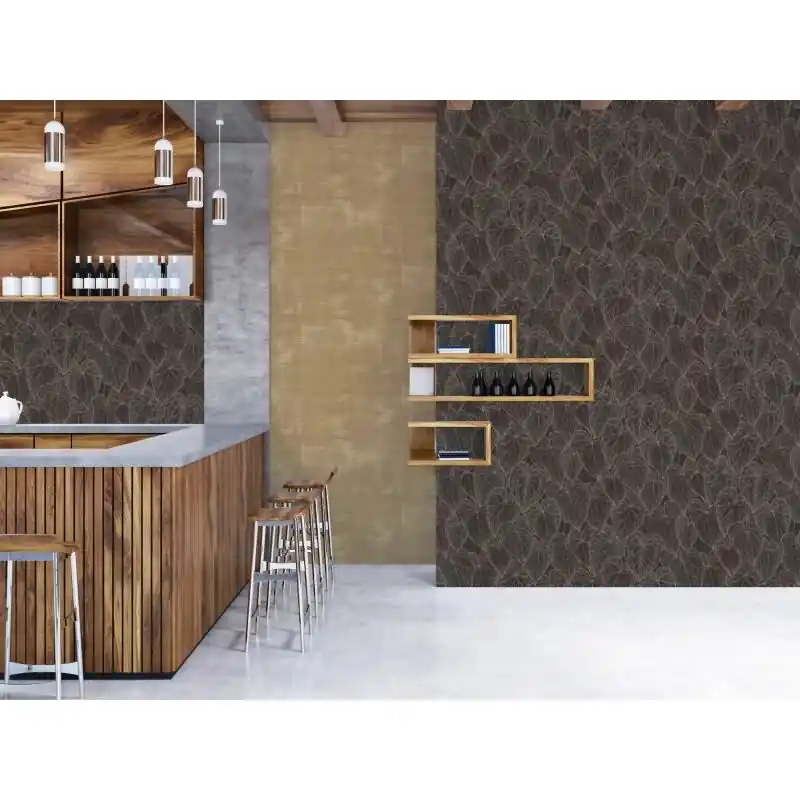 Blätter-Tapete Dunkelbraun Kupfer - Vliestapete mit Blattmuster - Mustertapete elegant livingwalls (KG-174628) Nur Heute