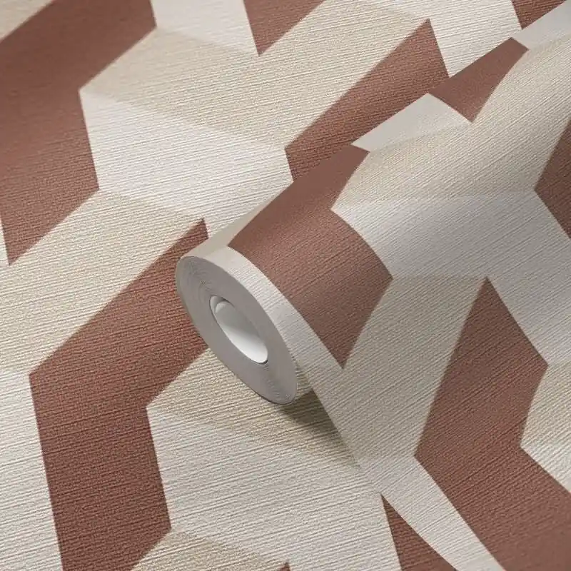 Zertifiziert 3D-Tapete Würfeloptik Beige Terracotta - Vliestapete geometrisch modern - Mustertapete livingwalls (KG-174639)