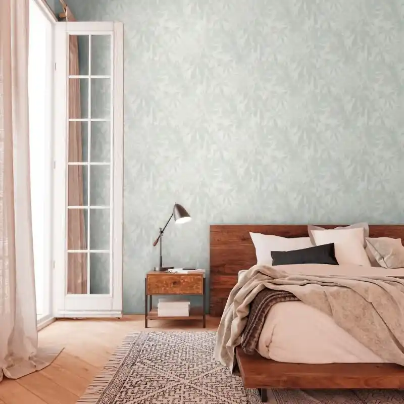 Dschungel-Tapete Mint Weiß - Vliestapete mit Palmenmotiv - Mustertapete modern livingwalls (KG-174643) Preisreduziert