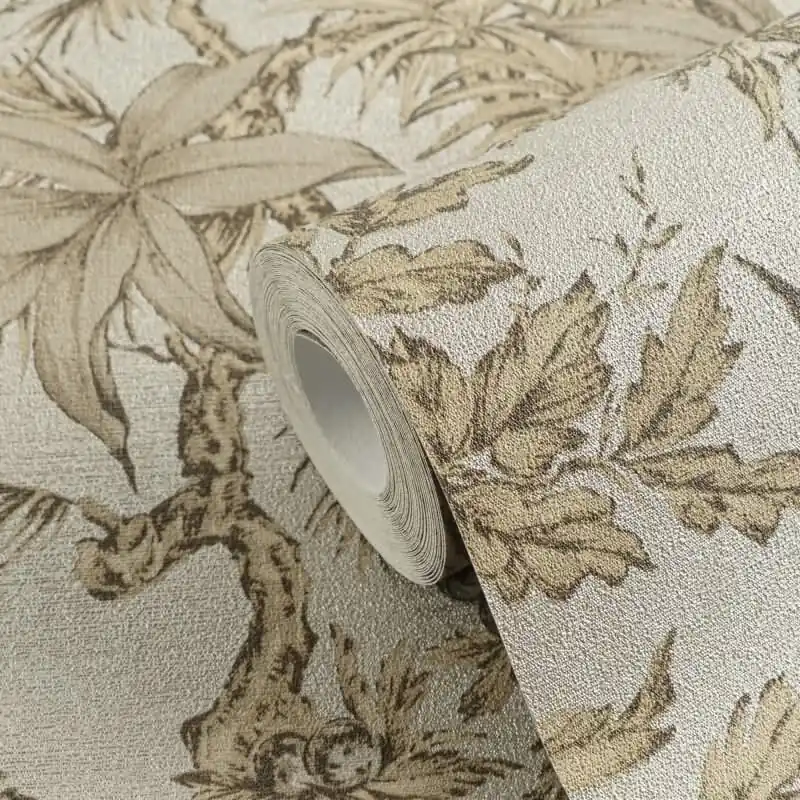 Geprüft Tapete in Dschungeloptik Beige Braun - Vliestapete florales Motiv klassisch AS-Creation (KG-174704)