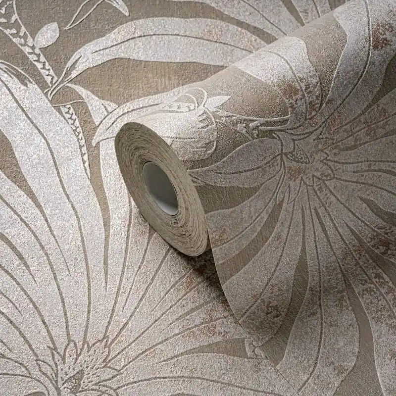 Tapete mit Palmenmotiv Sand Beige - Vliestapete Dschungeloptik matt AS-Creation (KG-174726) Schneller Versand