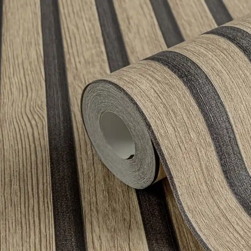 Holzoptik Tapete Brain Schwarz - 3D Vliestapete skandinavische Holzpaneele AS-Creation (KG-174794) Markenprodukt