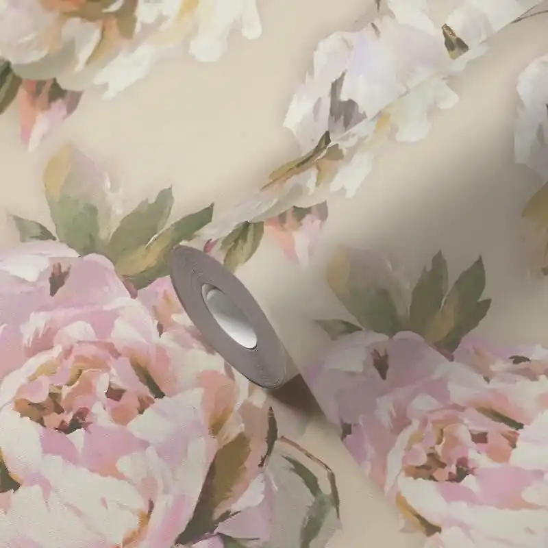 Florale Tapete Rosen Beige Rosé - Vliestapete romantisch - Mustertapete Vintage-Stil AS-Creation (KG-174803) Versand Am Gleichen Tag