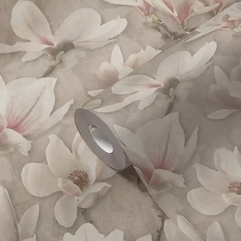Blumentapete Magnolien Beige Rosé - Vliestapete floral romantisch - Mustertapete zart AS-Creation (KG-174805) Jetzt Kaufen