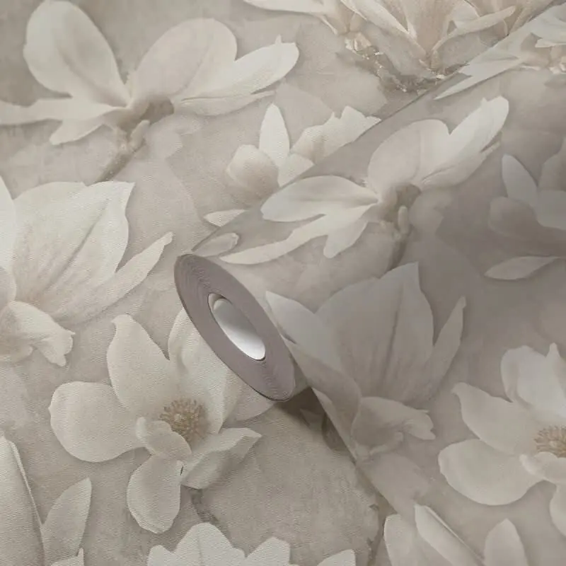 Blumentapete Magnolien Beige Creme - Vliestapete floral hell - Mustertapete natürlich AS-Creation (KG-174806) Neue Kollektion