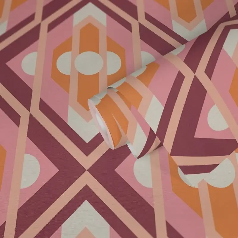 Retro-Tapete Geometrisch Rosa Orange - Mustertapete 70er Jahre - Vliestapete AS-Creation (KG-174839) Sichere Zahlung
