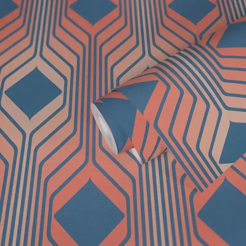 Angebot Retro Tapete Geometrisch Blau Rosa - Muster Tapete 70er Jahre - Vlies Tapete AS-Creation (KG-174845)