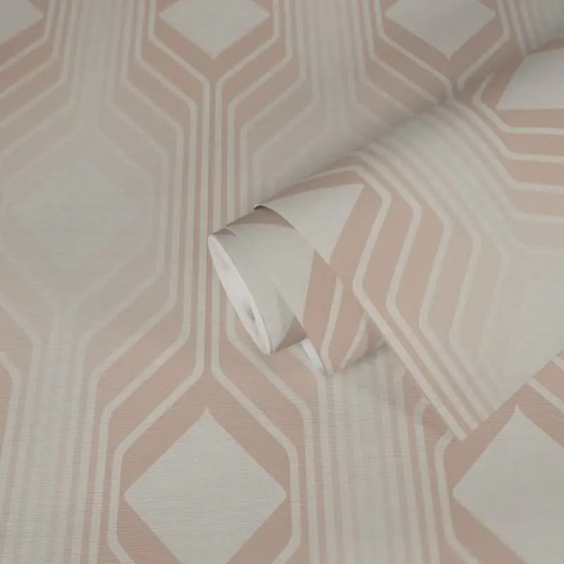 Billig Retro Tapete Geometrisch Beige Weiß - Muster Tapete 70er Jahre - Vlies Tapete AS-Creation (KG-174847)