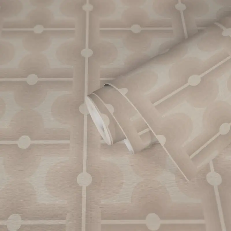 Garantierte Lieferung Retro Tapete Geometrisch Beige Creme - Muster Tapete 70er Jahre - Vlies Tapete AS-Creation (KG-174853)
