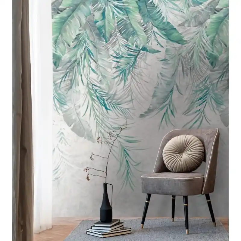 Fototapete Tropisches Blätterdach Grün Weiß - Wandbild in Aquarelloptik - livingwalls Vliestapete erweiterbar (KG-175099) Meistverkauft