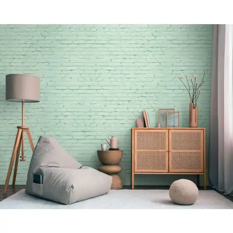 Neue Kollektion Fototapete Geometrisches Muster Mintgrün - Dezente Linienoptik modern - livingwalls Vliestapete erweiterbar (KG-175107)