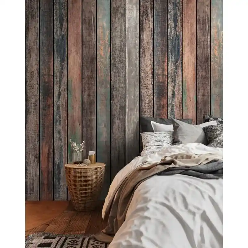 Ausverkauf Fototapete Holzlatten Vintage Bunt - Used-Look mit Farbverlauf - livingwalls Vliestapete erweiterbar (KG-175111)