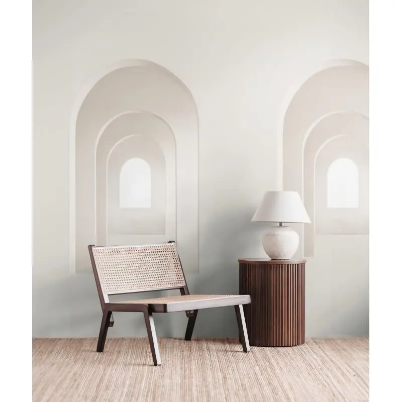 Fototapete 3D-Bogenflur Beige - Illusionistische Architektur mit Tiefenwirkung - livingwalls Vliestapete erweiterbar (KG-175120) Preisknaller