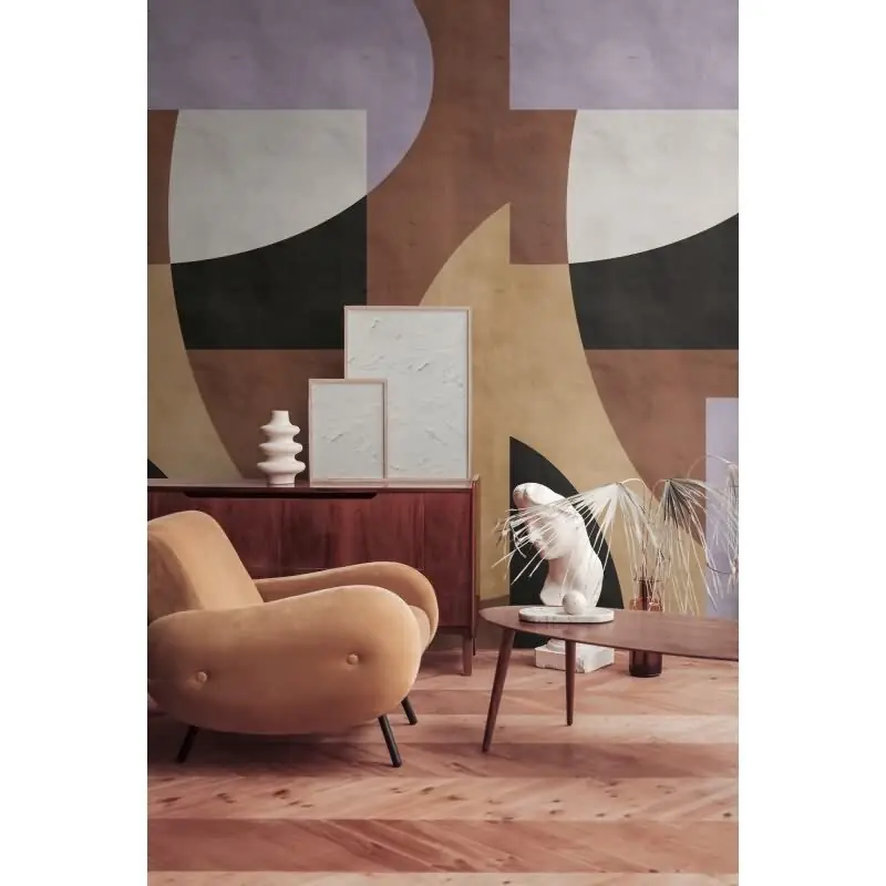 Günstig Fototapete Abstrakte Formen Braun Lila Schwarz - Modernes Design mit Retro-Charme - livingwalls Vliestapete erweiterbar (KG-175136)