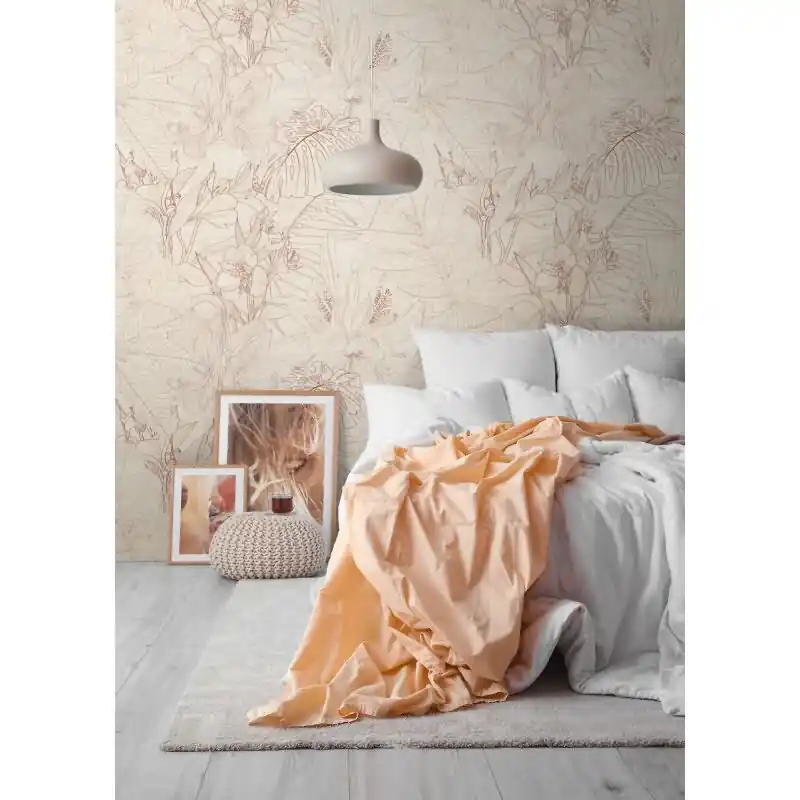 Fototapete Kirschblüten Zweige Beige Rosa - Asiatisches Blütenmotiv zart - livingwalls Vliestapete erweiterbar (KG-175161) Sonderaktion