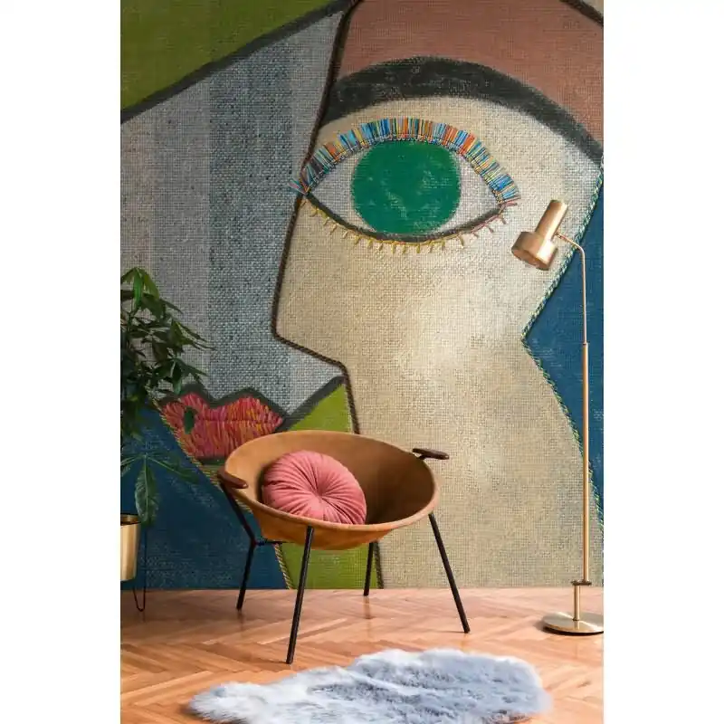 Fototapete Kubistisches Gesicht Bunt - Künstlerischer Wanddruck im Picasso-Stil - livingwalls Vliestapete nicht erweiterbar (KG-175165) Sichere Zahlung