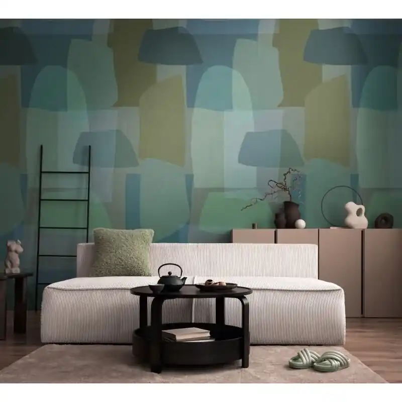 Design livingwalls Vliestapete Grün-Blau - Wandbild 280x159 cm - Abstrakte Naturformen für stilvolle Wohnakzente (KG-175201) Sofort Bestellen