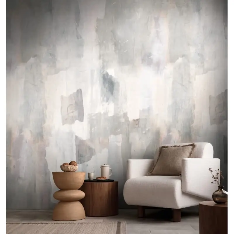 Expressversand Aquarell livingwalls Vliestapete in Beige-Grau - Wandbild 280x159 cm - Sanfte Naturtöne für stilvolle Räume (KG-175204)