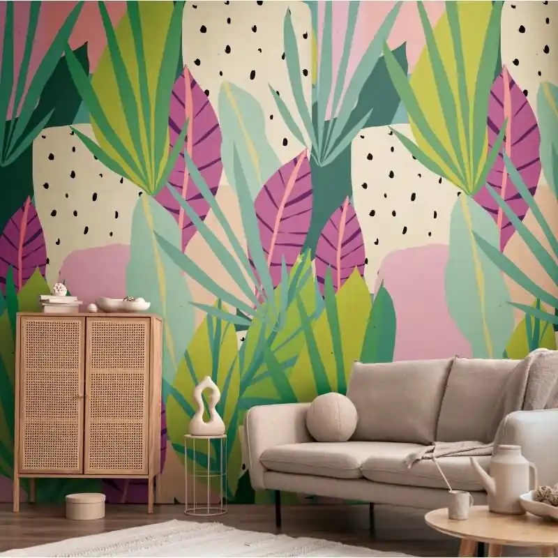 Tropische Dschungel livingwalls Vliestapete - Wandbild 280x159 cm - Buntes Blätterdesign mit Exotic-Vibe (KG-175205) Highlight